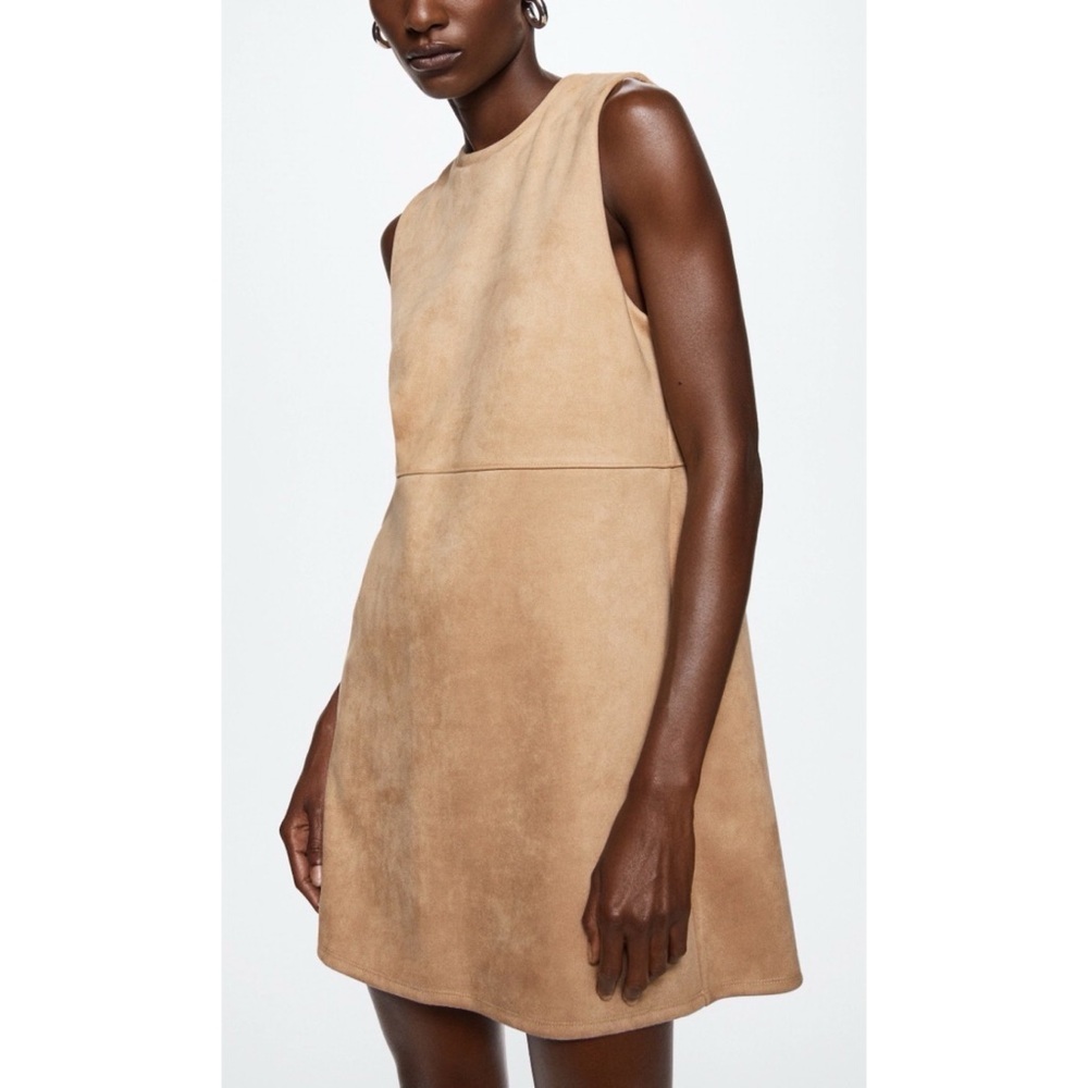 MNG Mango Belize Tan Suede Mini Dress